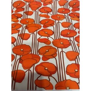 Retro Floral Print Fabric Orange Poppy White Stem Craft Decor 58x36